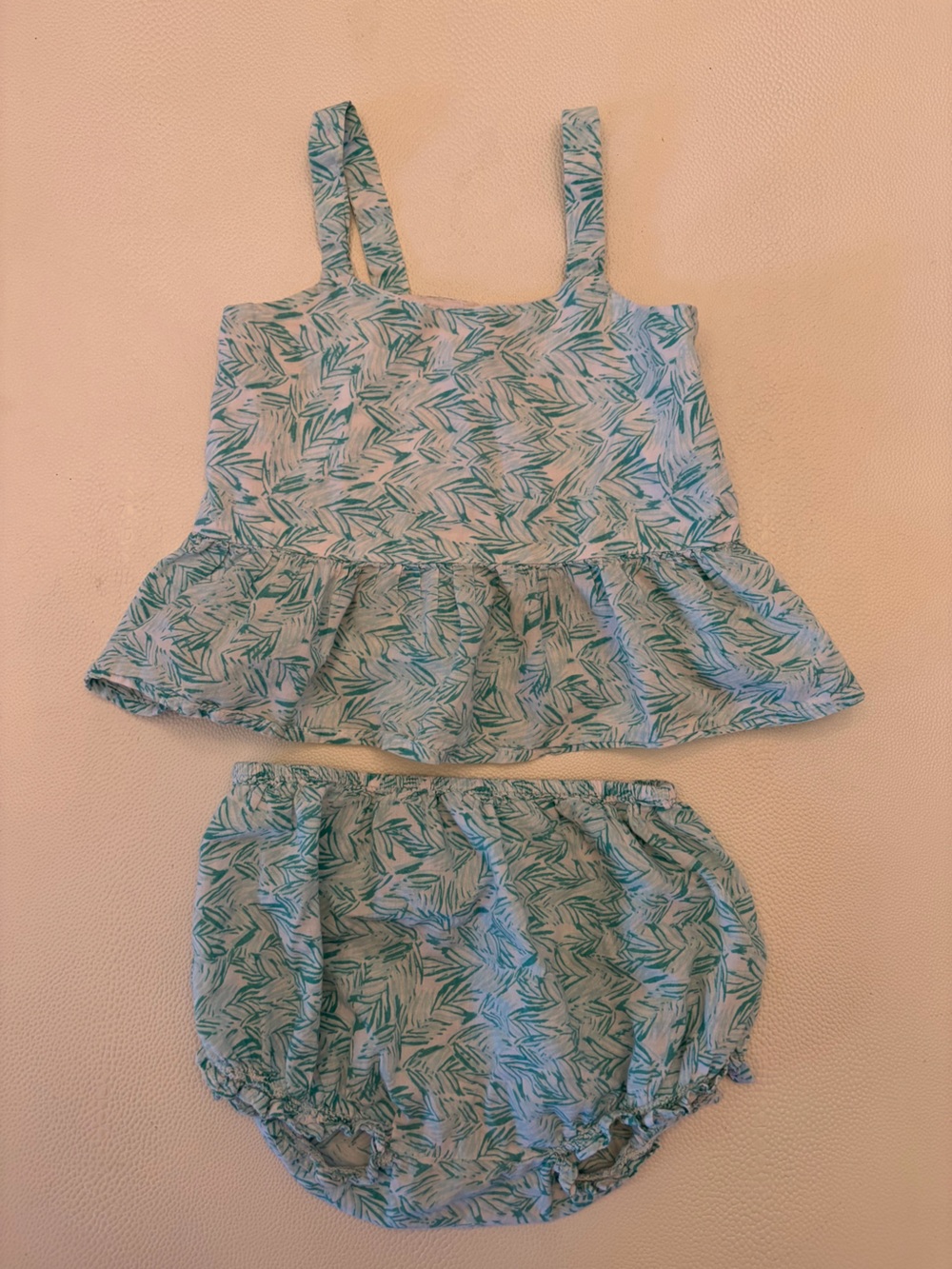 Sonny James leaf-print Girls Two-Piece Cotton Tank Top and Bloomers Set - 2T